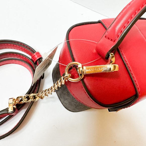 Michael Kors Rose MINI Trunk Crossbody Shoulder Bag MK Brown Red - Picture 9 of 10